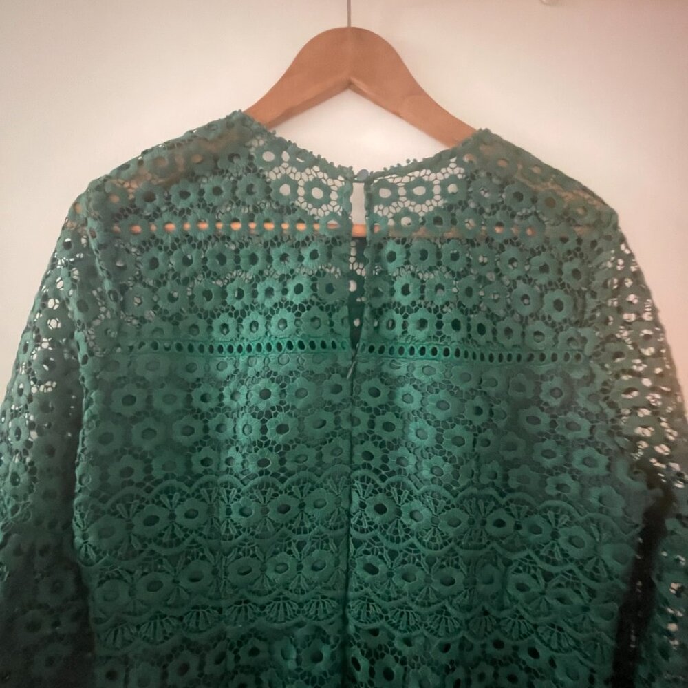 J. Crew Green Long Sleeve Lace Dress - Picture 5 of 8